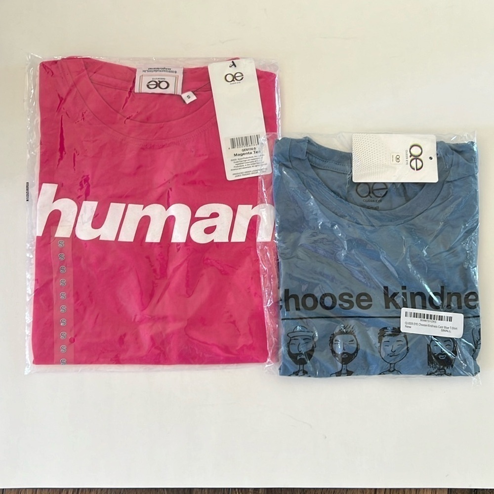 NWT Queer Eye T-Shirt Bundle Pink Human Blue Choose Kindness Size Small